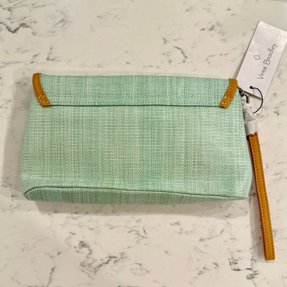 Sold-Embroidered Sea Turtle Fold-Over Clutch - Mint - Picture 6 of 7
